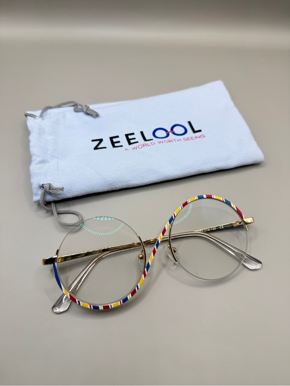 Zeelool Round Glasses with Multicolor Stripe Frame, unknown prescription